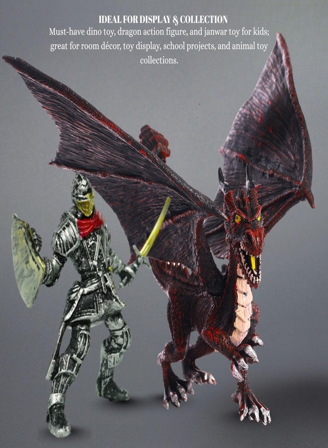 Mallexo Realistic Flying Dragons Dino Animal Toy for Kids 3+ with 1PCS Attractive Warrior Toys Action Figurine Playset for Boys and Girls Birthday Gift for Children Decor & Educational Items (Red) - Image 2